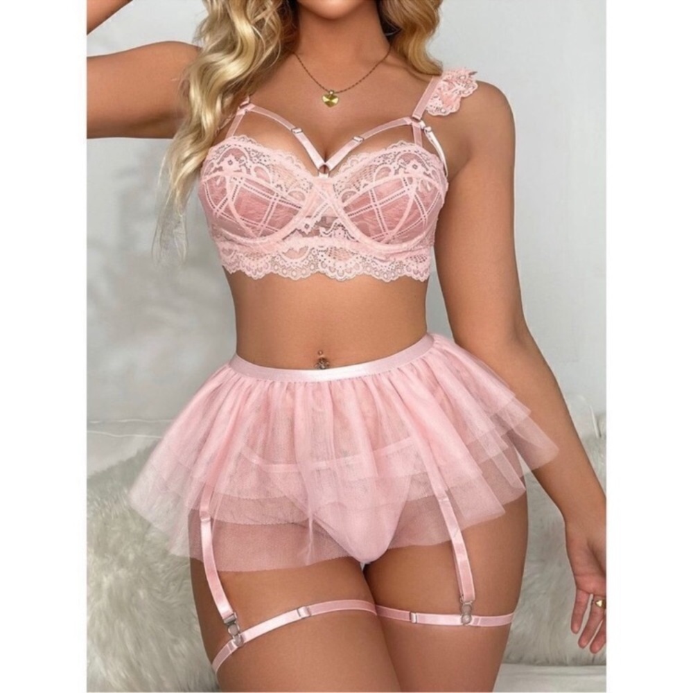 Sexy Sheer Floral Lace Lingerie Set